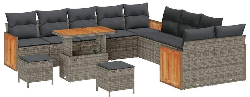 vidaXL Σετ Καναπέ Κήπου με μαξιλάρι 13 pcs Γκρι 90 x 55 x 71 cm
