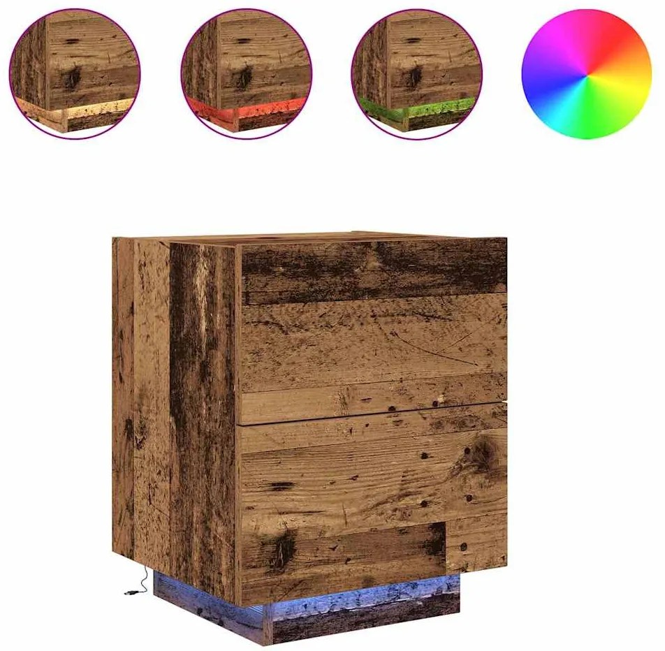 vidaXL Κομοδίνο 2 pcs Παλαιό ξύλο 45 x 40 x 55 εκ Επεξεργασμένο ξύλο
