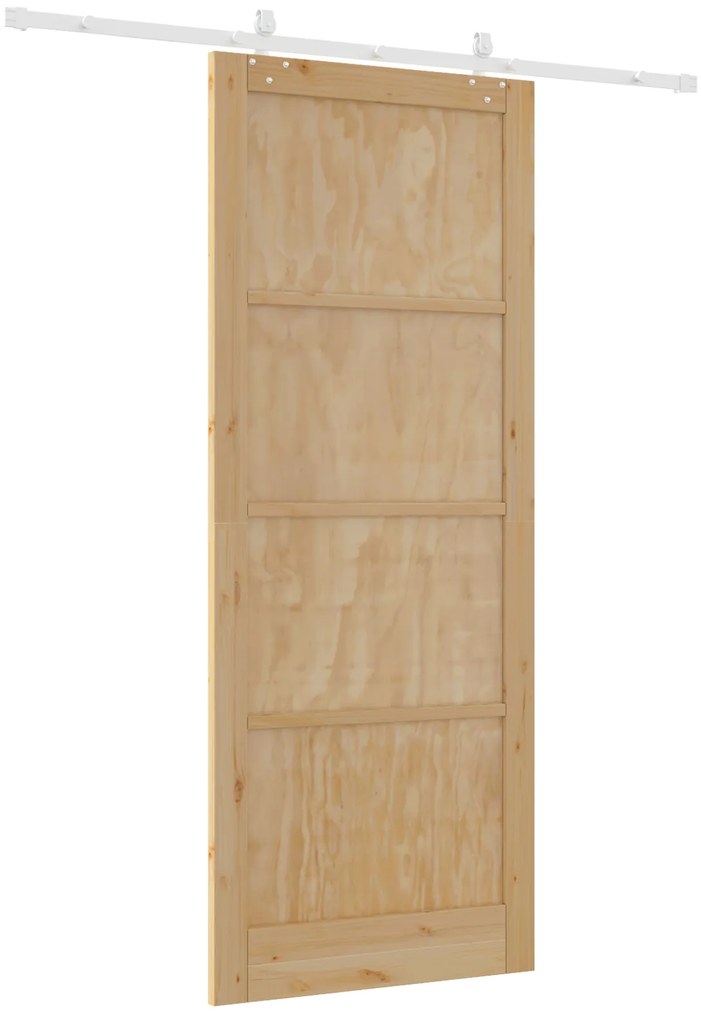 vidaXL Συρόμενη Πόρτα με Σετ Υλικών 93x232 εκ. Συμπαγές Ξύλο Πεύκου