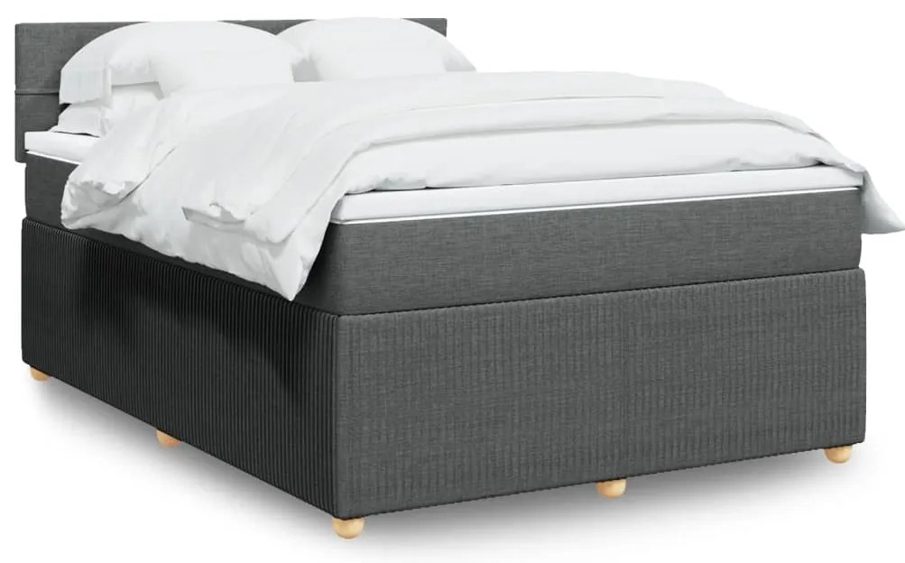 vidaXL Κρεβάτι Boxspring με Στρώμα Σκούρο Γκρι 140x190 εκ. Υφασμάτινο