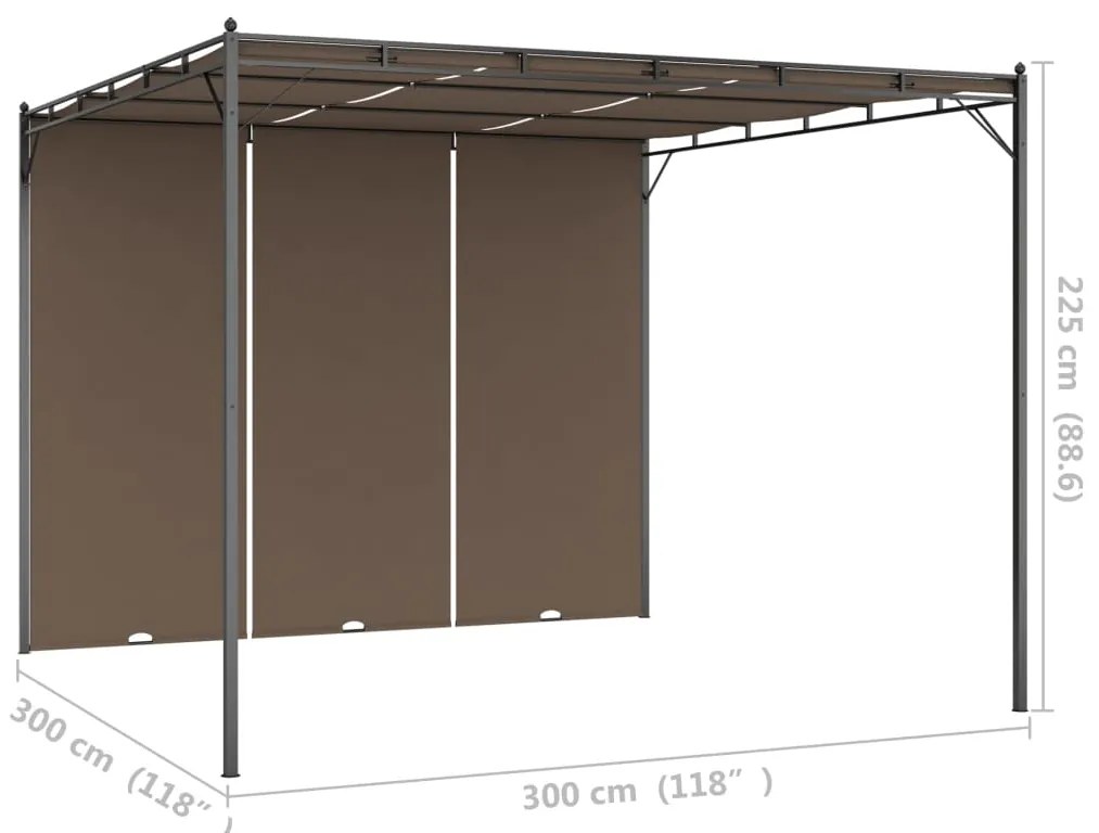 ΚΙΟΣΚΙ ΚΗΠΟΥ TAUPE 3 X 3 X 2,25 Μ. ΜΕ ΠΛΑΪΝΗ ΚΟΥΡΤΙΝΑ 312263