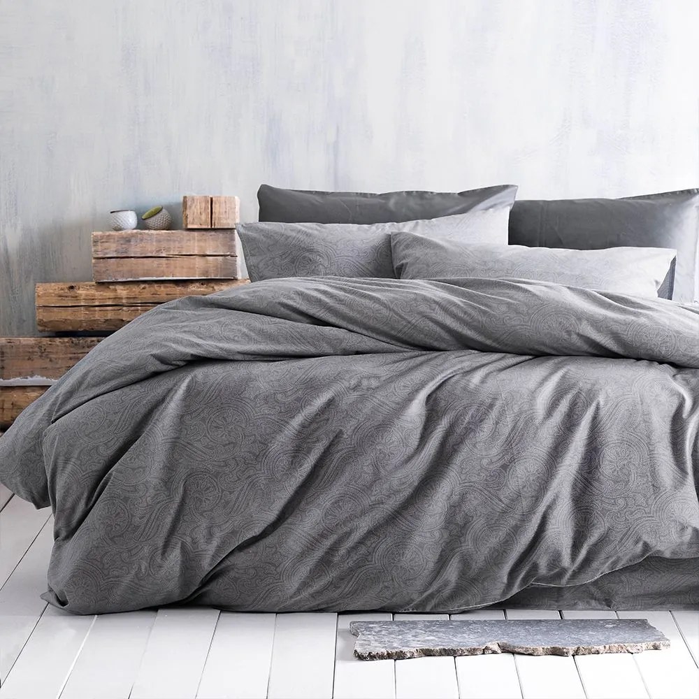 Κουβερλί Charisma (Σετ 3τμχ) Grey Ρυθμός Υπέρδιπλo 220x240cm 100% Cotton