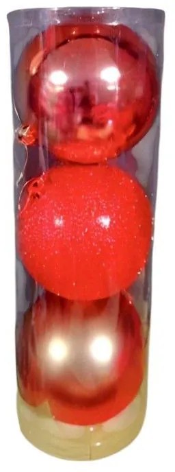 Σετ Χριστουγεννιάτικες μπάλες - 12cm - 3pcs - 326123 - Red-326123_RED