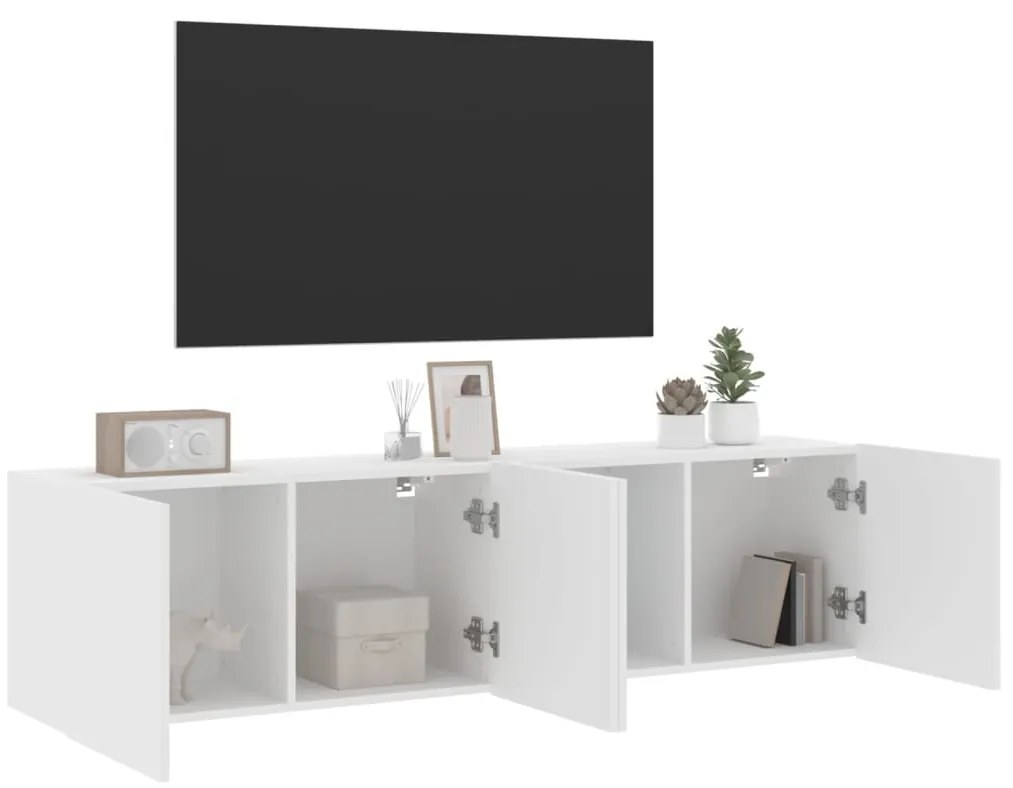 vidaXL Έπιπλα Τοίχου Τηλεόρασης 2 Τεμ. Λευκά 80 x 30 x 41 εκ.
