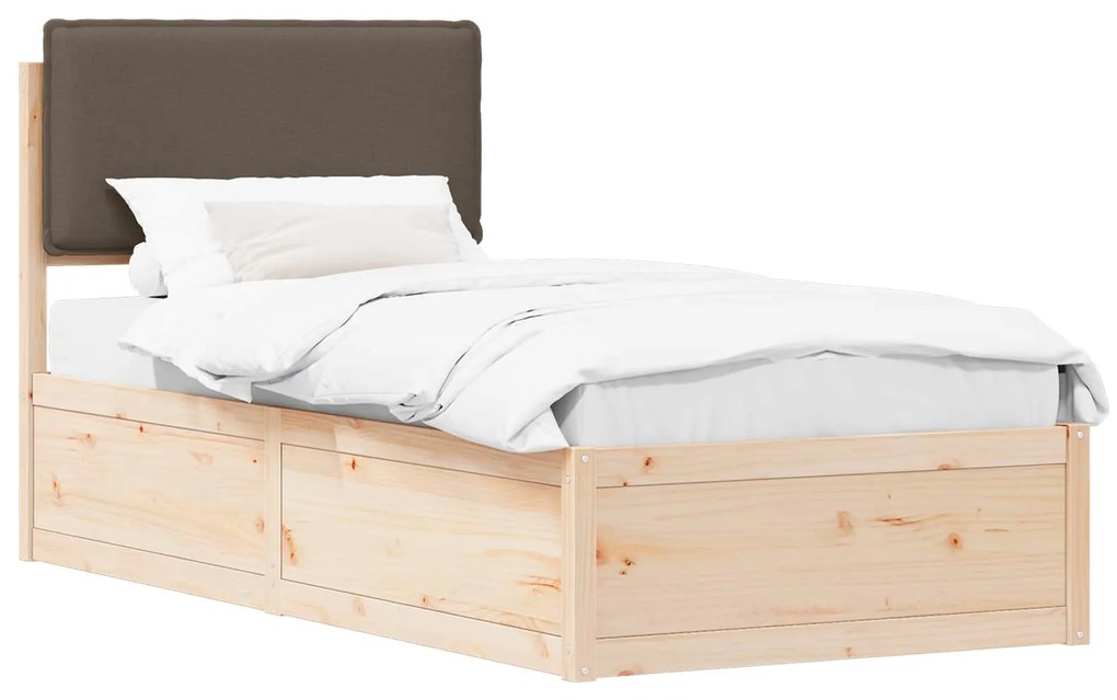 vidaXL Σκελετός Κρεβατιού με Επενδεδυμένο Κεφαλάρι Taupe 100 x 200 cm