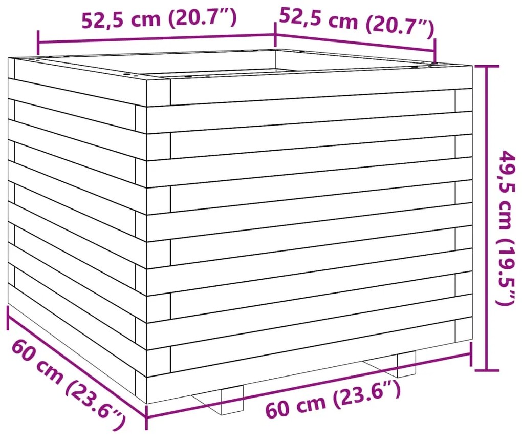 Ζαρντινιέρα Κήπου 60x60x49,5 εκ. από Εμποτισμένο Ξύλο Πεύκου - Καφέ