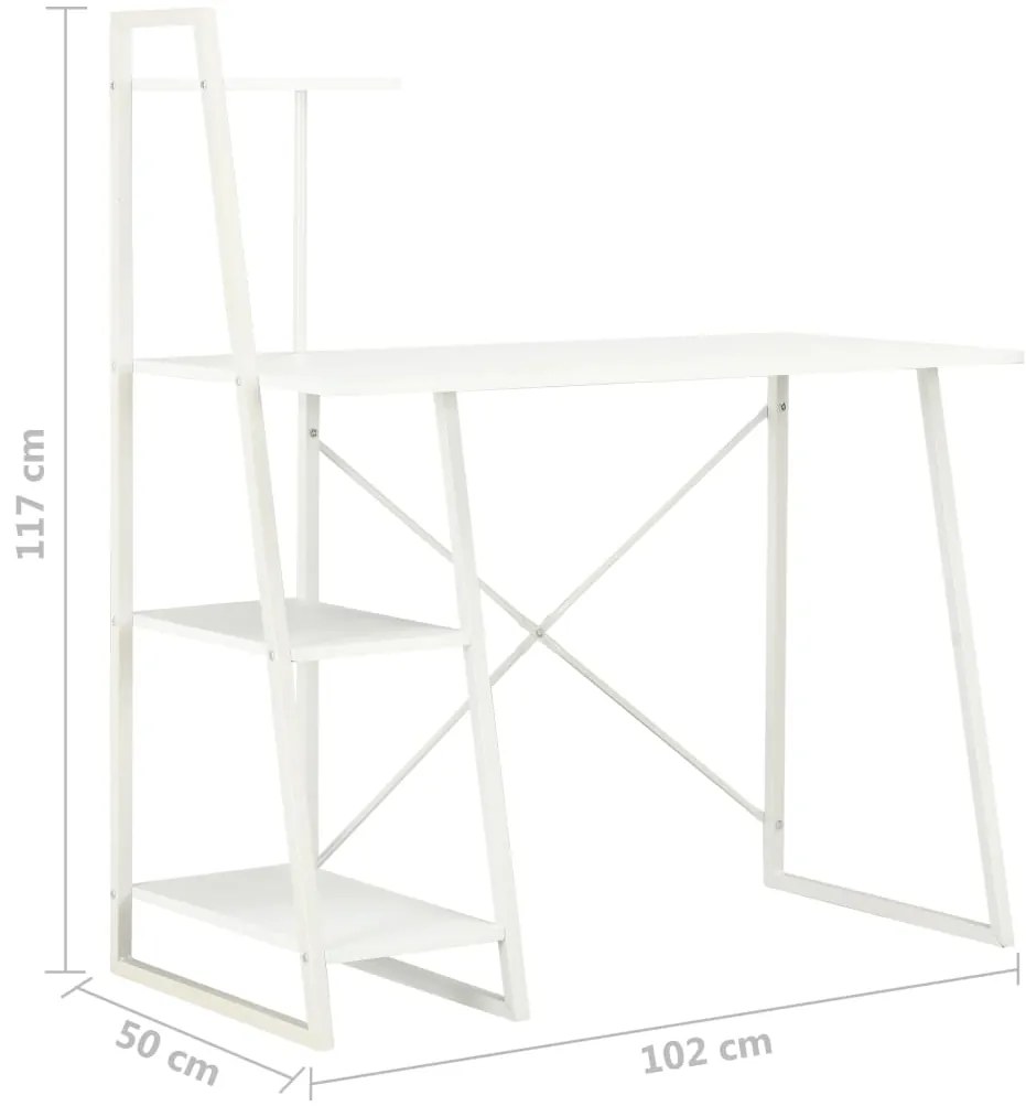 vidaXL Γραφείο με Ράφια Λευκό 102 x 50 x 117 εκ.