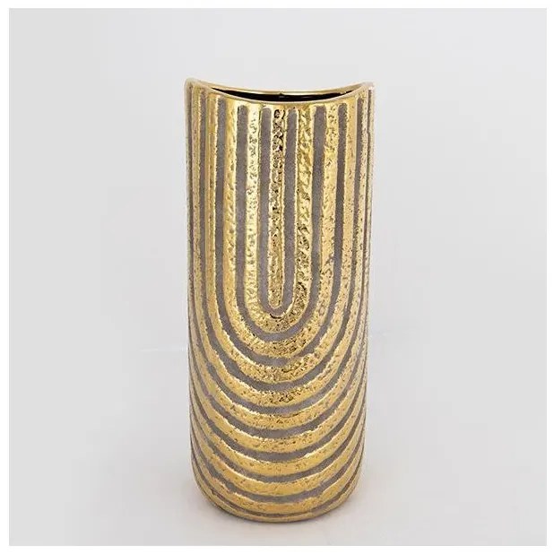 Βάζο Κεραμικό Γκρι &amp; Χρυσό 14.5x14.5x36cm 752-20138 Estheti-752-20138-Χρυσό 752-20138