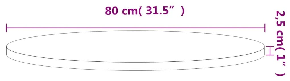 vidaXL Επιφάνεια Τραπεζιού Στρογγυλή Ø80x2,5 εκ. Μασίφ Ξύλο Οξιάς