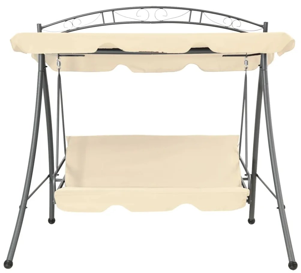 vidaXL Κούνια Βεράντας Μετατρεπόμενη Λευκό της Άμμου με Σκίαστρο