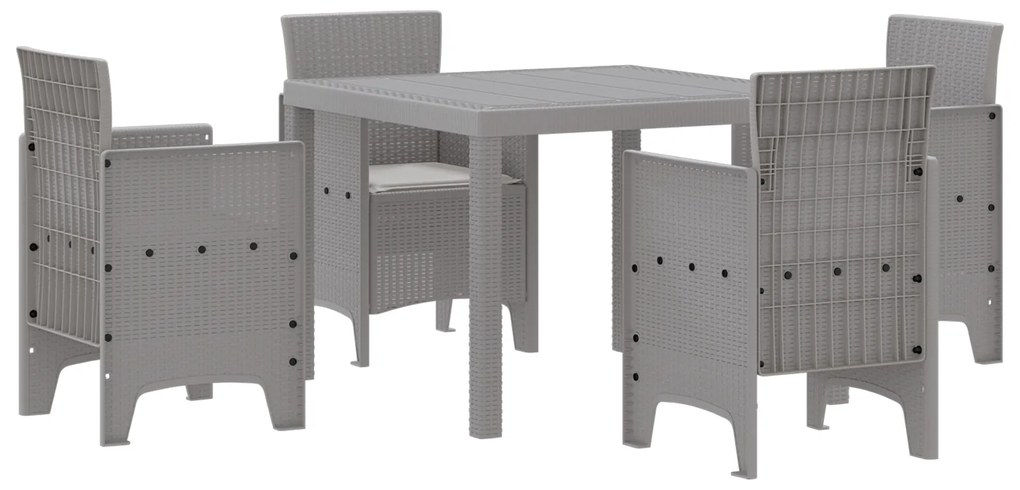 vidaXL Σετ Γευμάτων Κήπου 5 pcs Ανοιχτό γκρι Ρητίνη πολυπροπυλενίου