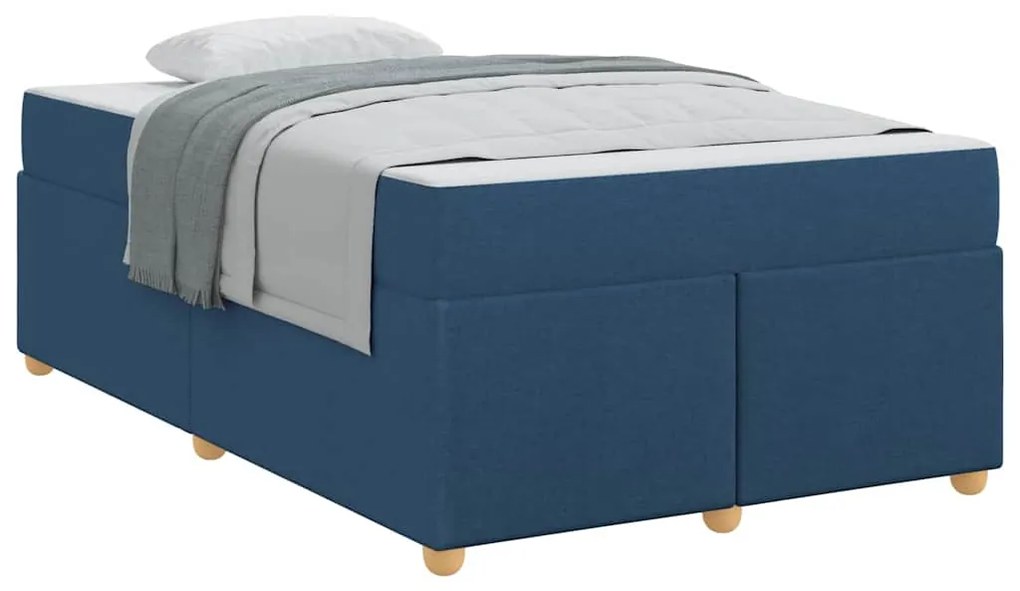 vidaXL Σκελετός Κρεβατιού με στρώμα Μπλε 120 x 200 cm ύφασμα