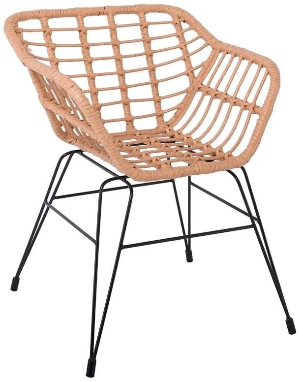 SALSA-S Πολυθρόνα Κήπου, Μέταλλο Βαφή Μαύρο, Wicker Φυσικό (χωρίς μαξιλάρι)