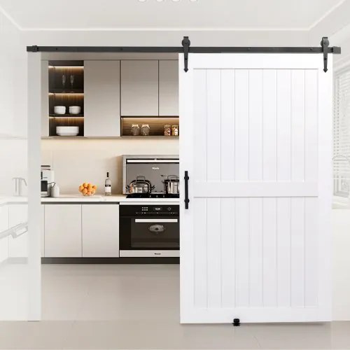 VEVOR Sliding Barn Door with Hardware Kit 1219 x 2134mm MDF Panel PVC Surface