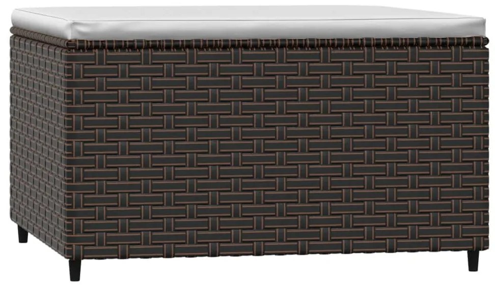 vidaXL Υποπόδια Κήπου 2 τεμ. Καφέ από Συνθετικό Ρατάν με Μαξιλάρια