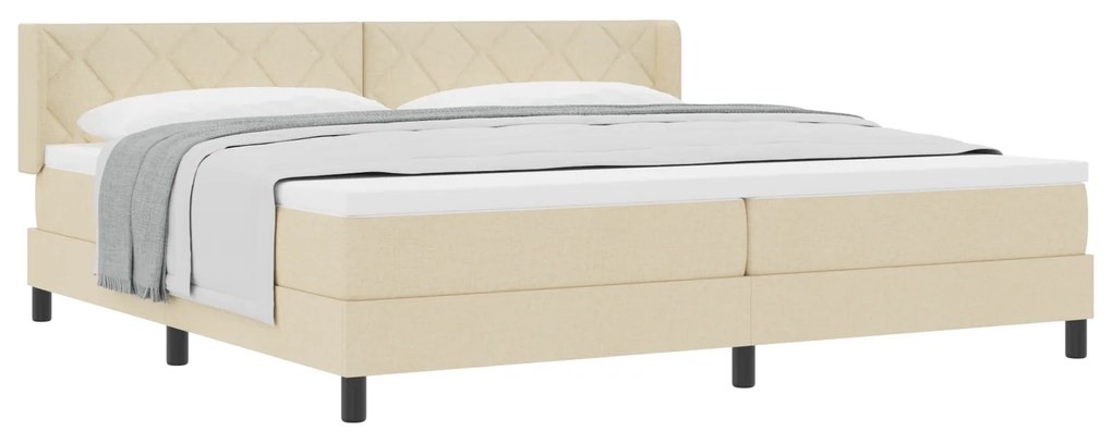 vidaXL Κρεβάτι με Ελατήριο και Στρώμα σε Κρεμ 200x200 εκ Ύφασμα