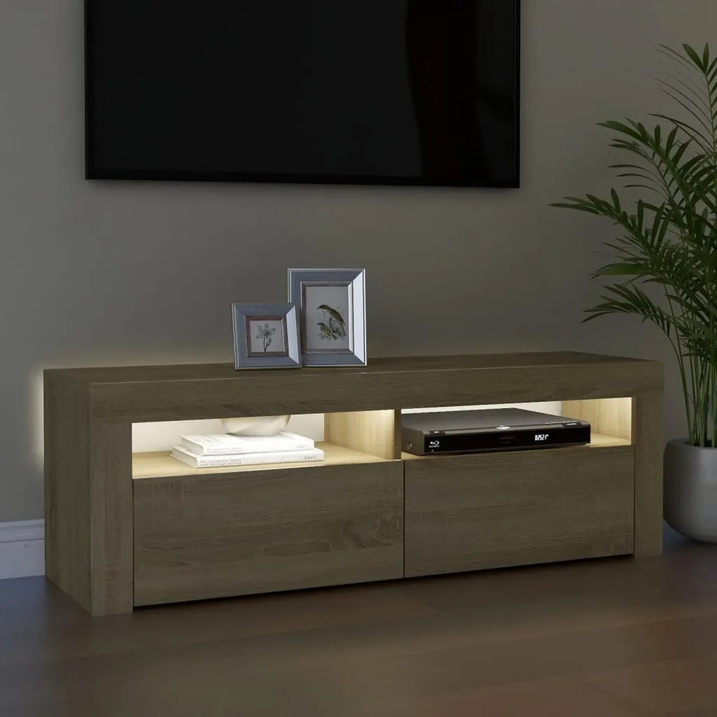 Έπιπλο Τηλεόρασης με LED Sonoma Δρυς 120x35x40 εκ. 804313