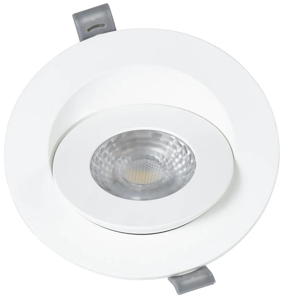 GloboStar LEXIS JOINT 60990 Χωνευτό LED Κινούμενο Spot Downlight 7W 680lm 45° AC 220-240V IP44 Φ12cm x Υ3.1cm - Στρόγγυλο - Λευκό - Φυσικό Λευκό 4500K - Bridgelux Chip - TÜV Certified Driver - 5 Years Warranty