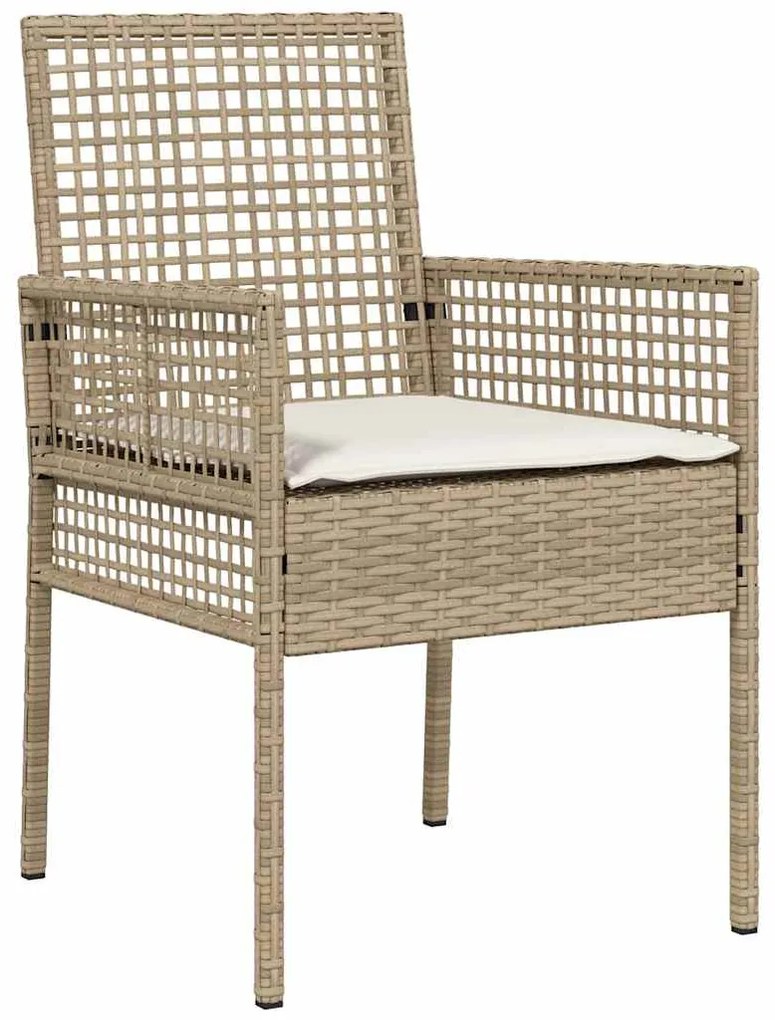 vidaXL Σέτ φαγητού για κήπο με μαξιλάρι 7 pcs Μπεζ συνθετικό ρατάν