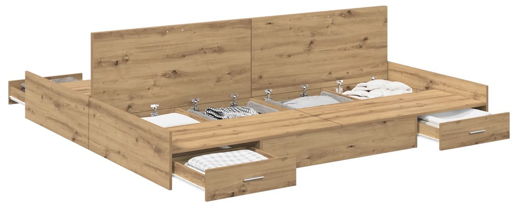 vidaXL Κρεβάτι με αποθηκευτικό χώρο artisan δρυς 200 x 200 cm