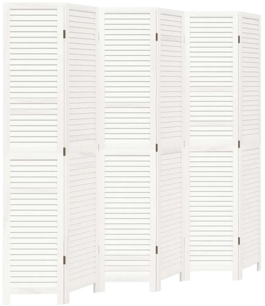 vidaXL Διαχωριστικό Χώρου με 6 Πάνελ Λευκό από Μασίφ Ξύλο Παυλώνιας
