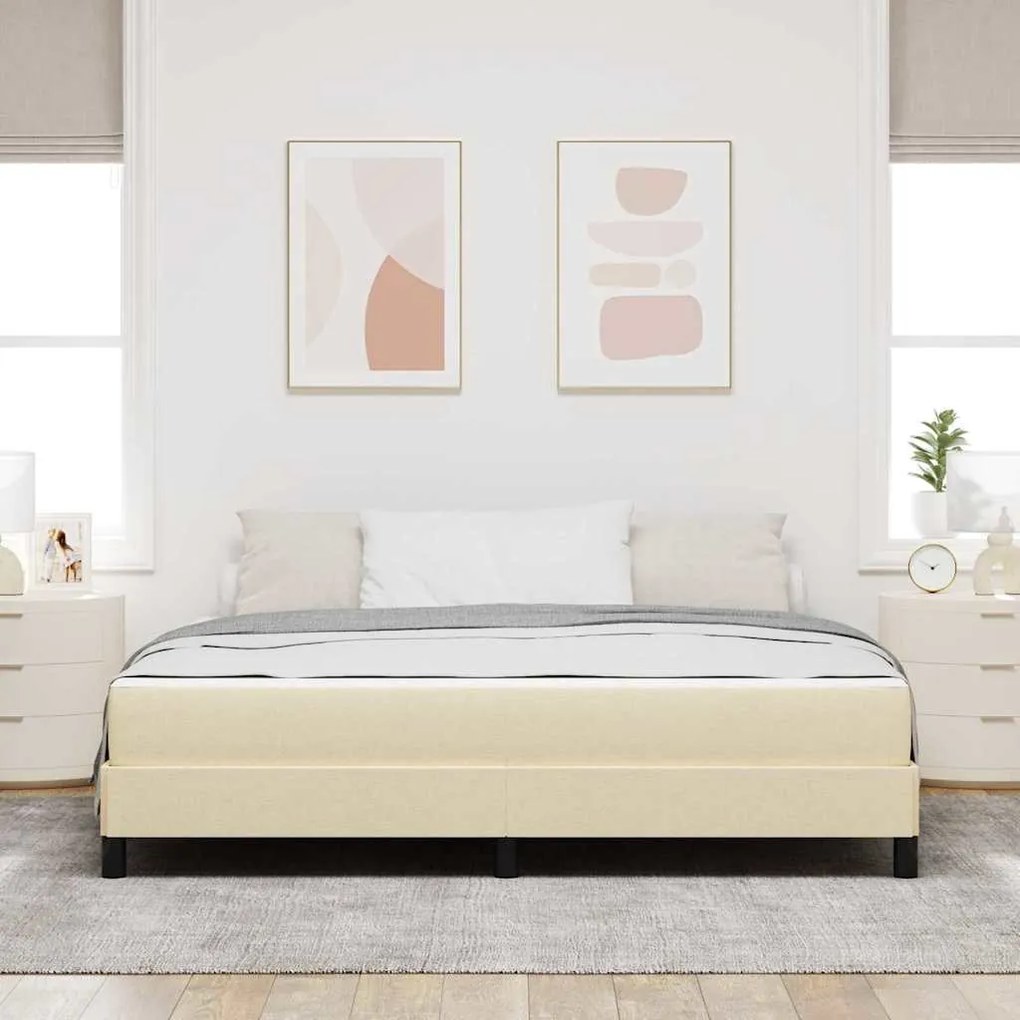 vidaXL Κρεβάτι με ελατήρια με στρώμα Κρεμ 180 x 200 cm ύφασμα