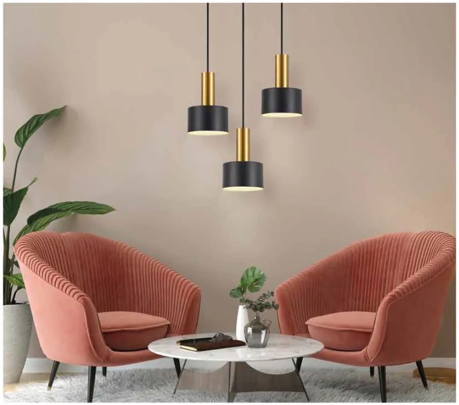 Φωτιστικό Οροφής  SE21-GM-4-3BL-MS1 ADEPT TUBE Gold Matt Pendant Black Metal Shade+ - 51W - 100W - 77-8635