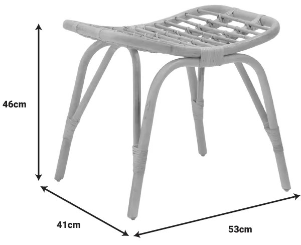 Σκαμπό Vrebor pakoworld rattan σε φυσική απόχρωση 53x41x46εκ (1 τεμάχια)