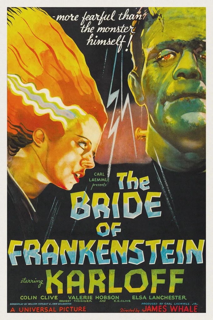Εκτύπωση έργου τέχνης The Bride of Frankenstein (Vintage Cinema / Retro Movie Theatre Poster / Horror & Sci-Fi), (26.7 x 40 cm)