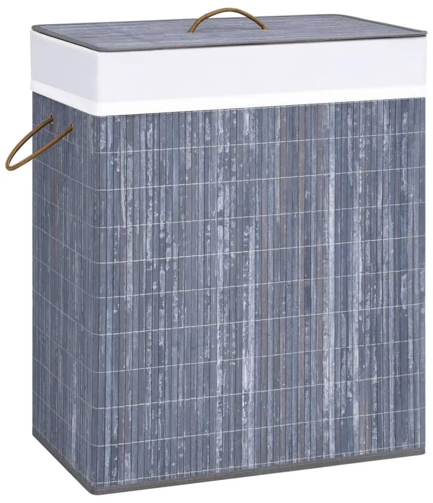 Καλάθι Άπλυτων με 2 Τμήματα Γκρι 100 Λίτρα από Μπαμπού