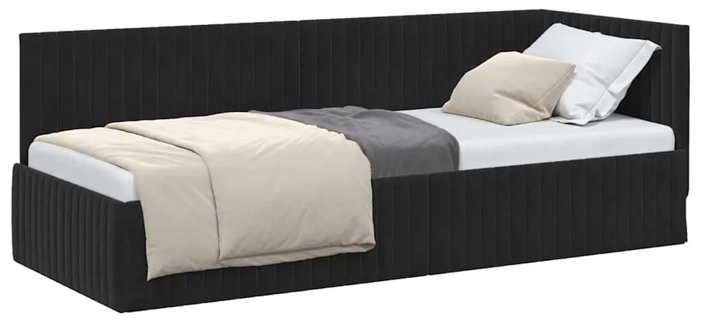 vidaXL Κρεβάτι Γωνίας με κεφαλάρι Μαύρο 80 x 200 cm Βελούδο