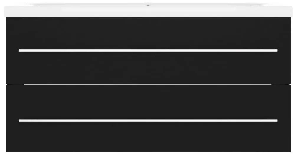 vidaXL Ντουλάπι Μπάνιου με Νιπτήρα Μαύρο από Επεξ. Ξύλο