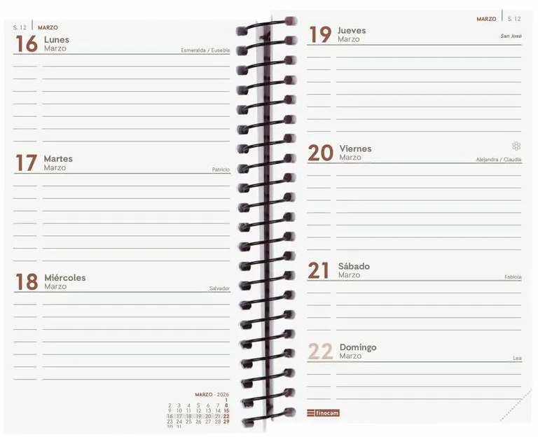 Ατζέντα Finocam OPAQUE Μπλε Mini 7,9 x 12,7 cm 2026