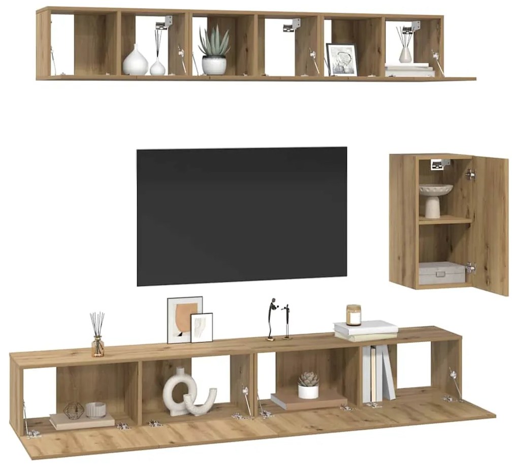 vidaXL Σετ επίπλου τηλεόρασης 6 pcs artisan δρυς Μέγεθος: Μεσαίο