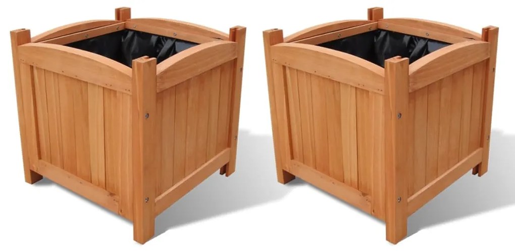 Ζαρντινιέρες Υπερυψωμένες Σετ των 2 30 x 30 x 30 εκ. Ξύλινες