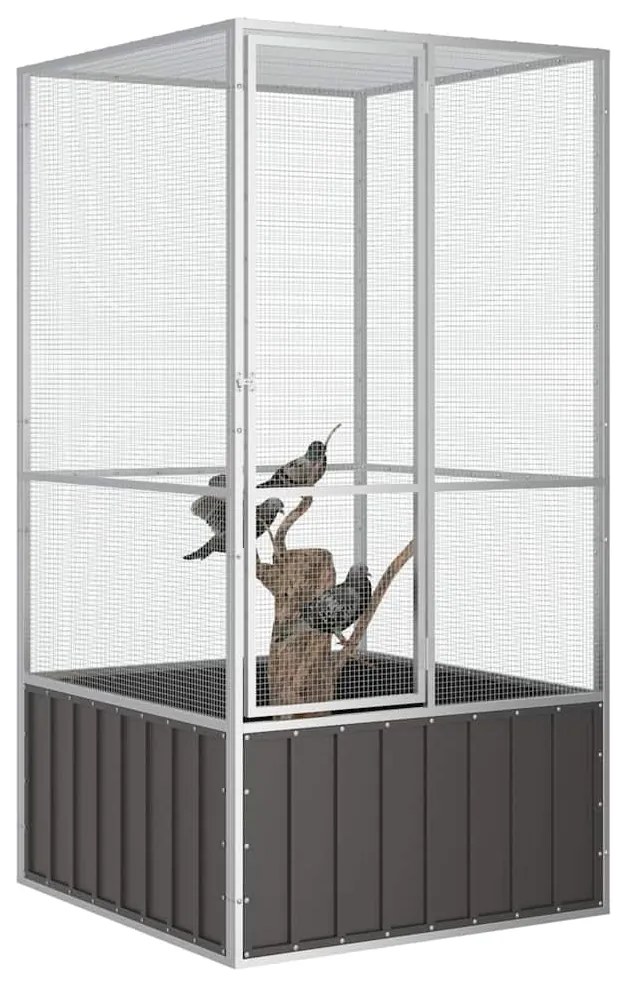 vidaXL Κλουβί Πουλιών Ανθρακί 111x107x211,5 εκ από Γαλβανισμένο Χάλυβα