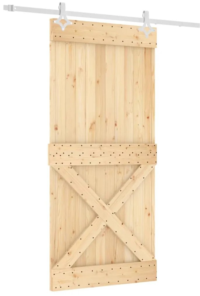 vidaXL Συρόμενη Μεσόπορτα με Μηχανισμό 95 x 210 εκ. Μασίφ Ξύλο Πεύκου