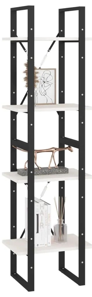 vidaXL Βιβλιοθήκη με 4 Ράφια Λευκή 40x30x140 εκ. από Μασίφ Ξύλο Πεύκου