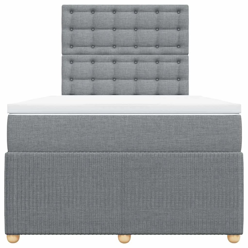 vidaXL Κρεβάτι Boxspring με Στρώμα Ανοιχτό Γκρι 120x200 εκ. Υφασμάτινο