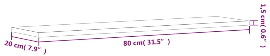 Ράφια Βιβλιοθήκης 4 τεμ. Γκρι Σκυροδ. 80x20x1,5 εκ. Επεξ. Ξύλο 805306