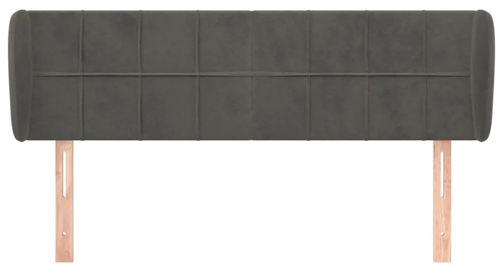 Κεφαλάρι με Πτερύγια Σκούρο Γκρι 147x23x78/88 εκ. Βελούδινο - Γκρι