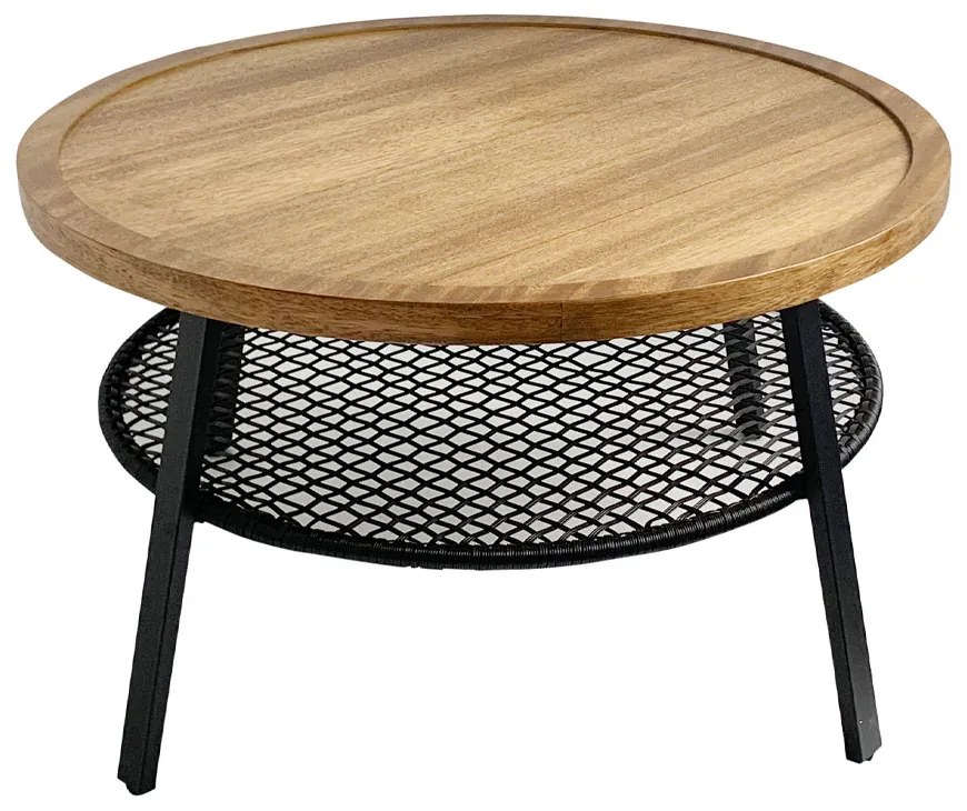 FILET COFFEE TABLE ΦΥΣΙΚΟ ΜΑΥΡΟ D75xH43cm - 04-0974 - 04-0974