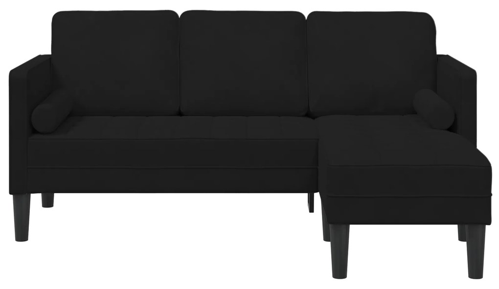 vidaXL Καναπές 3 Θέσεων με Chaise L-shaped Μαύρος 160 εκ Βελούδο