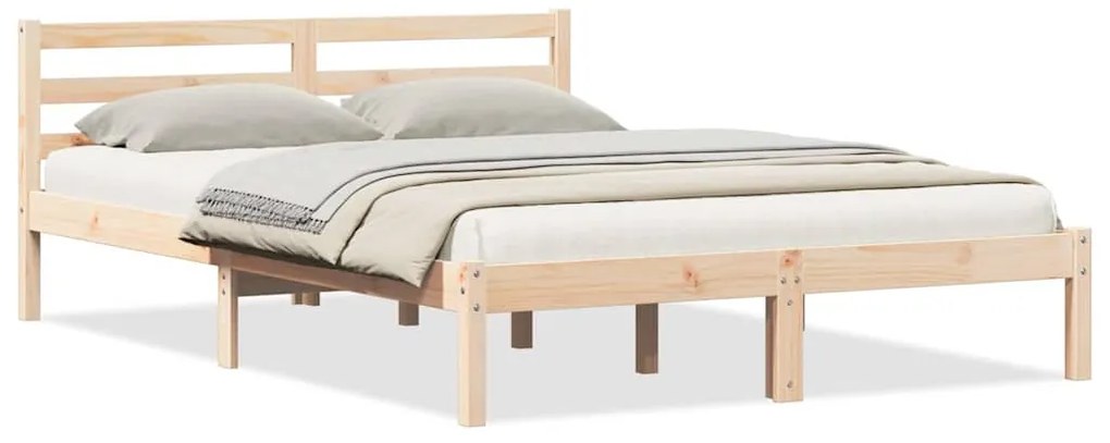 vidaXL Κρεβάτι με κεφαλάρι Καφέ 220 x 140 cm Μασίφ ξύλο πεύκου