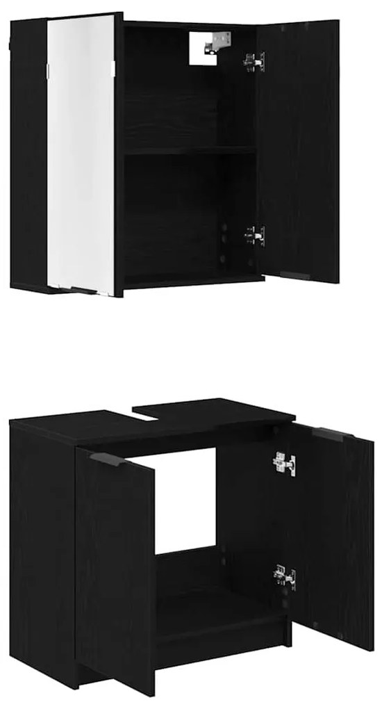 vidaXL Σετ Ντουλαπιών Μπάνιου 2 pcs Μαύρη Οξυά Επεξεργασμένο ξύλο