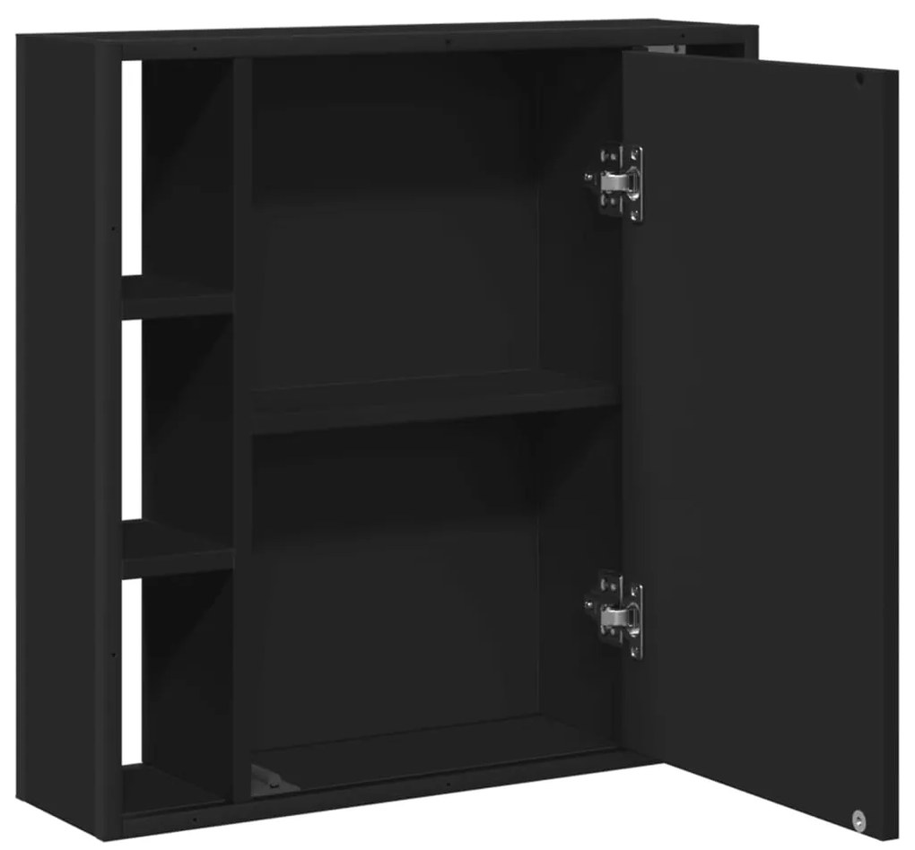 vidaXL Καθρέφτης Μπάνιου με Ντουλάπι Μαύρος 60x16x60 εκ. Επεξ. Ξύλο