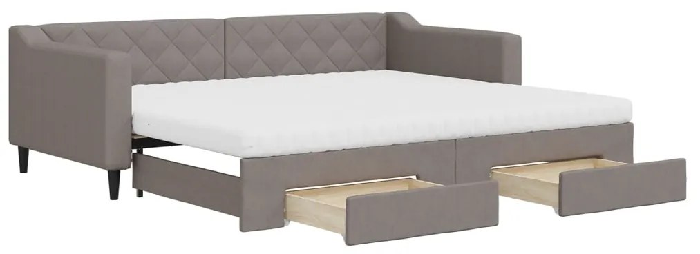 vidaXL Καναπές Κρεβάτι Συρόμενος Taupe 90x200 εκ. Ύφασμα & Συρτάρια