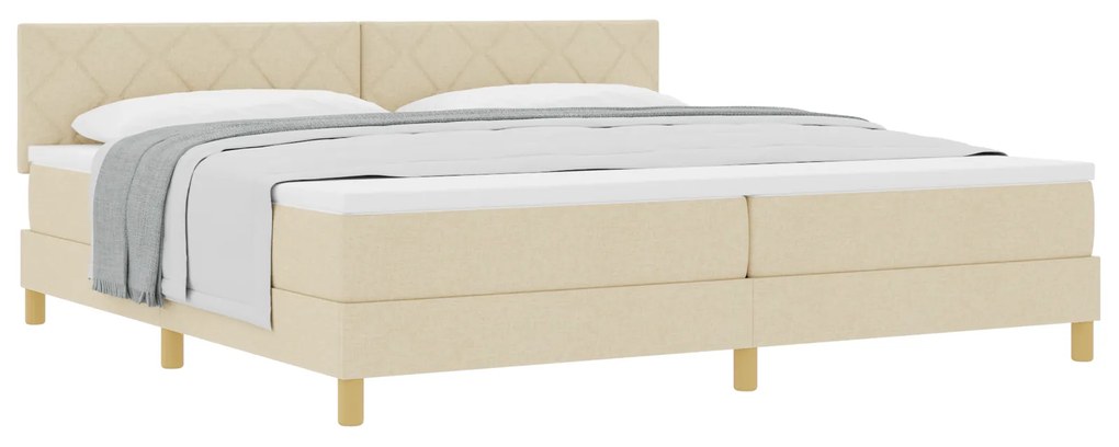 vidaXL Κρεβάτι με Σπαστό Στρώμα Κρεμ 200x200 cm Ύφασμα