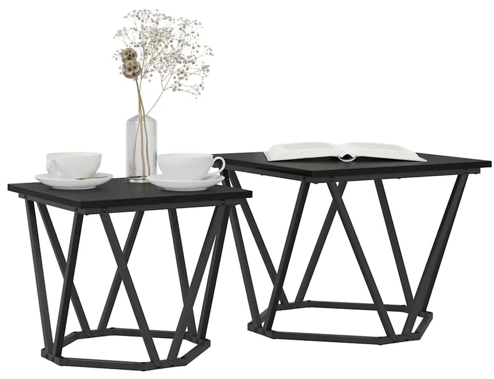 vidaXL Σετ βοηθητικά τραπεζάκια 2 pcs Μαύρη δρυς 50 x 50 x 40 cm