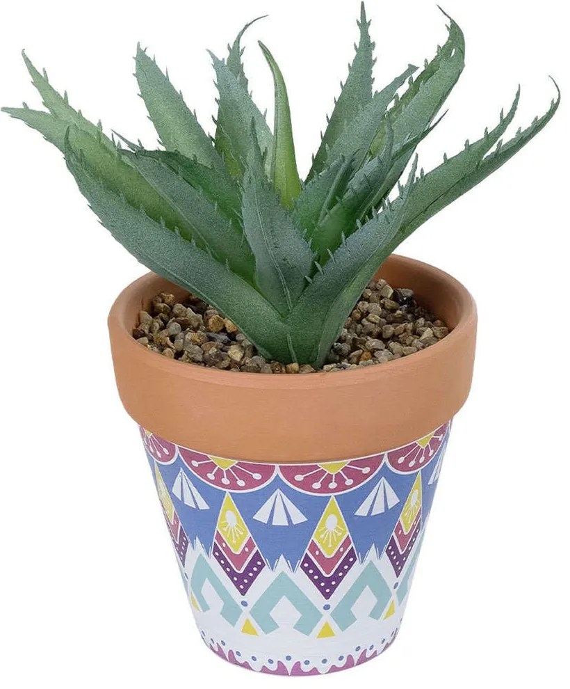 Τεχνητό Φυτό Σε Κασπώ Aloe 21053 Φ15x19cm Multi GloboStar Πηλός,Πολυαιθυλένιο